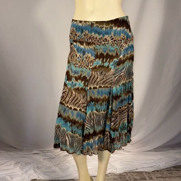 Vintage Animal Print Double Layered Chiffon Midi Skirt Size 4 - Picture 11 of 13